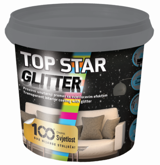 TOP STAR GLITTER vrchný náter s trblietavými časticami 0,85 L