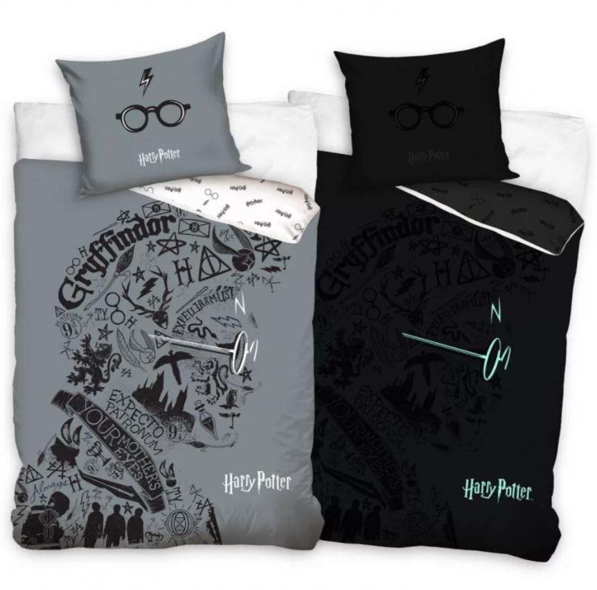 Posteľné obliečky Harry Potter Grey svietiace v tme