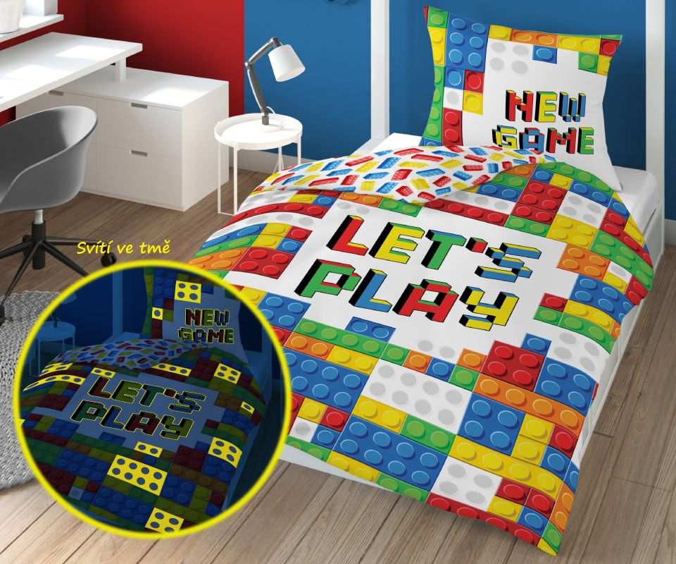 Posteľné obliečky Lego kocky svietiace v tme II