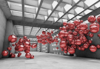 Luxusn fototapeta 10135 Modern 3D Red Spheres Architecture View