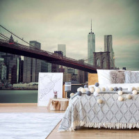 Luxusná fototapeta 11846 Sepia New York City Skyline Brooklyn Bridge