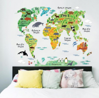 Nálepka na stenu Detská mapa sveta II