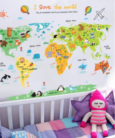 Nálepka na stenu Detská mapa sveta
