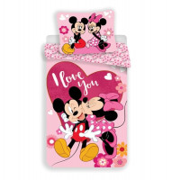 Posteľné obliečky Mickey a Minnie Pink Kiss
