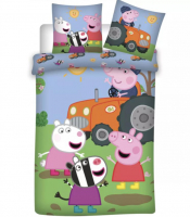 Posteľné obliečky Peppa Pig s traktorom