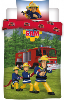 Posteľné obliečky Požiarnik Sam červený