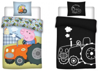 Posteľné obliečky Peppa Pig Geroge na traktore svietiace