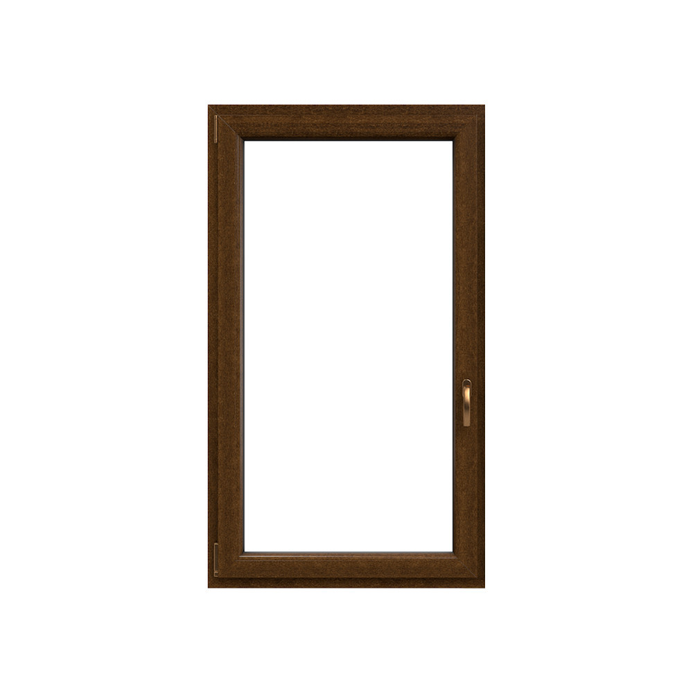 Okno plastové EKOSUN 6 biele/tmavý dub, OS1A 90x90 L, dvojsklo, 6kom/81mm (vr.kliky