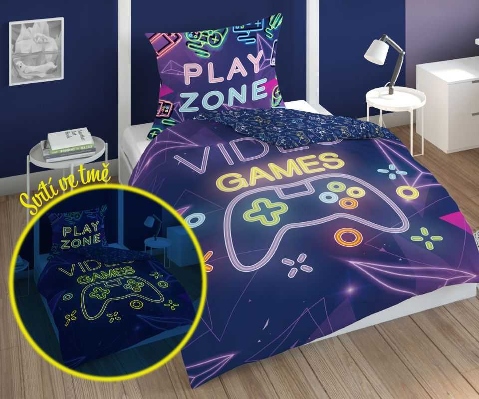 Posteľné obliečky Play Zone svietiace v tme